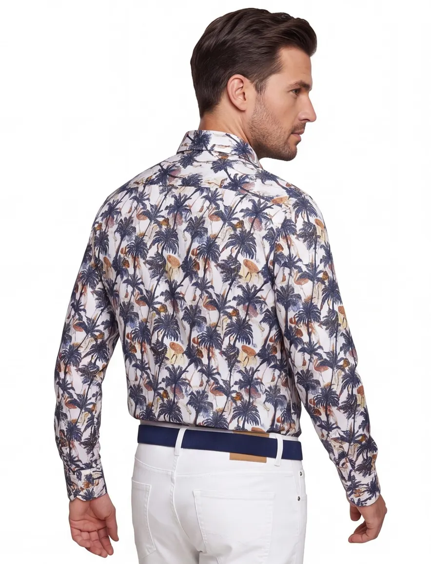 Overhemd Modern Fit Ledub palmbomen