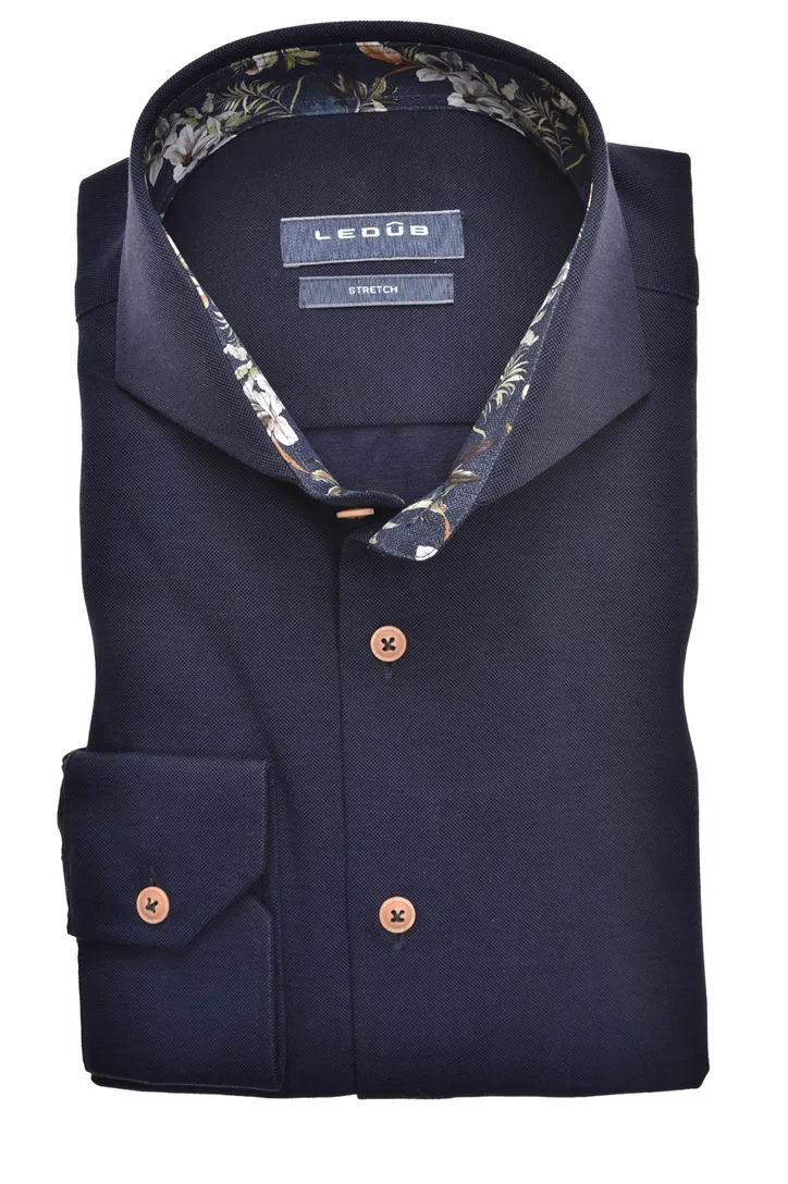Overhemd Ledub donkerblauw Slim Fit