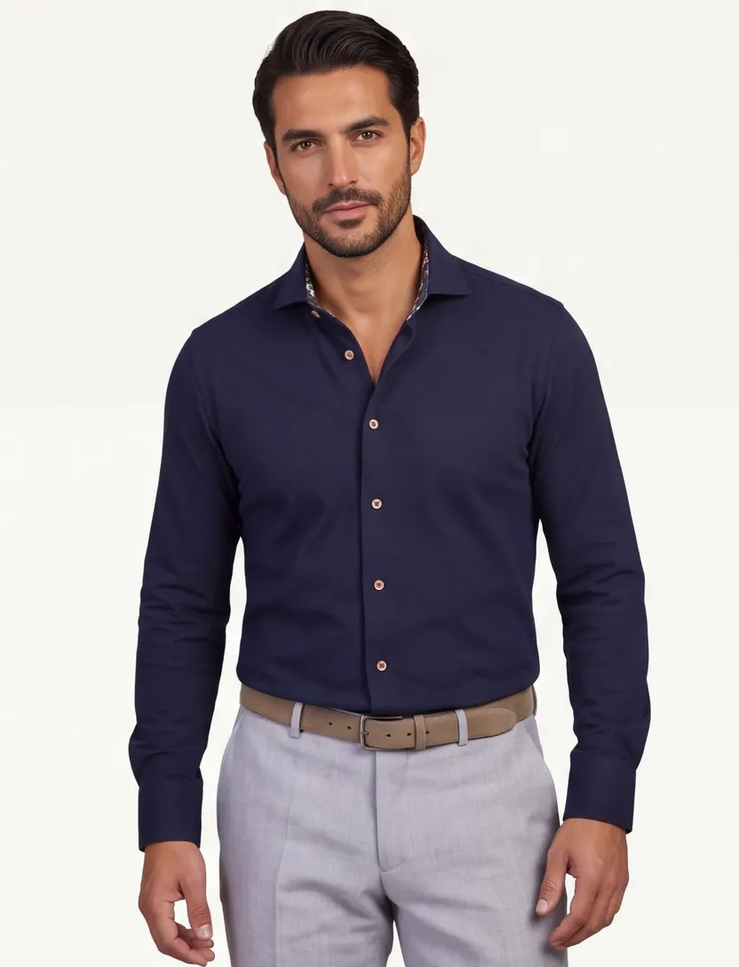 Overhemd Ledub donkerblauw Slim Fit