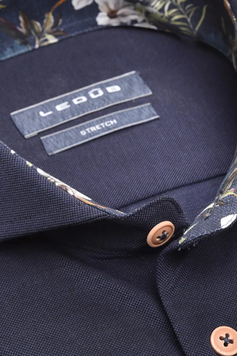 Slim Fit overhemd Ledub donkerblauw