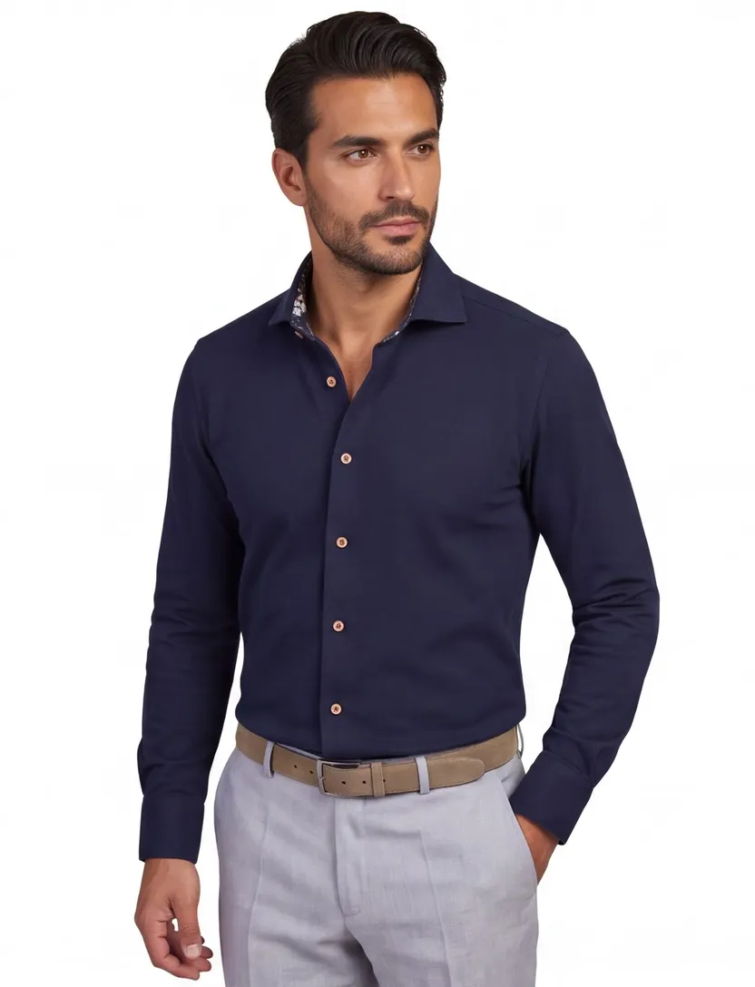 Overhemd Ledub donkerblauw Slim Fit