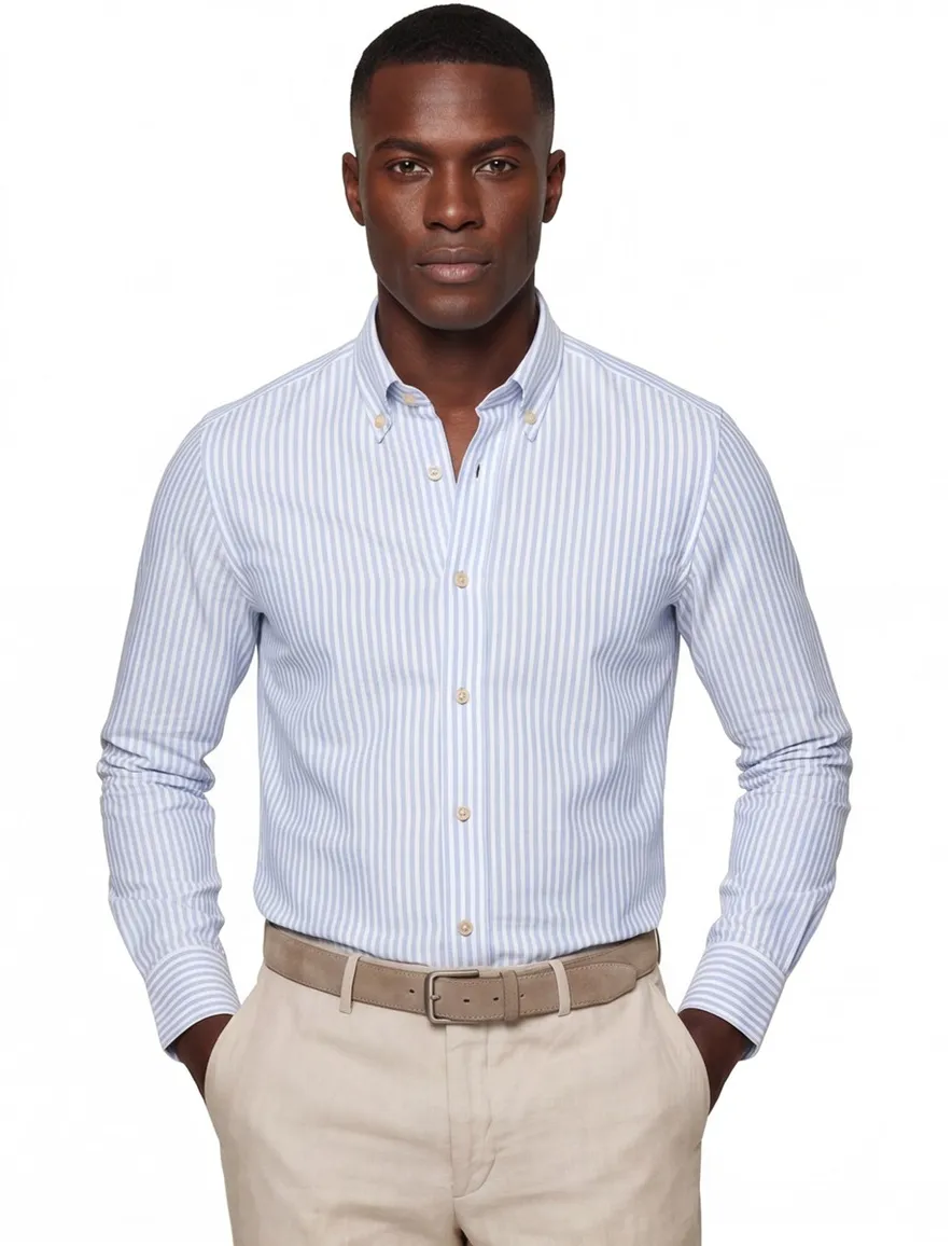 Ledub overhemd Modern Fit blauw wit