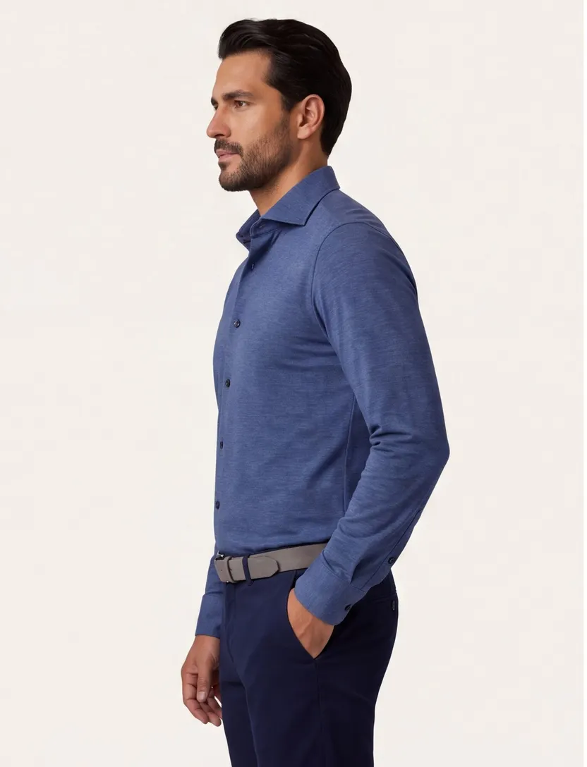 Overhemd Olymp donkerblauw gemeleerd Level 5