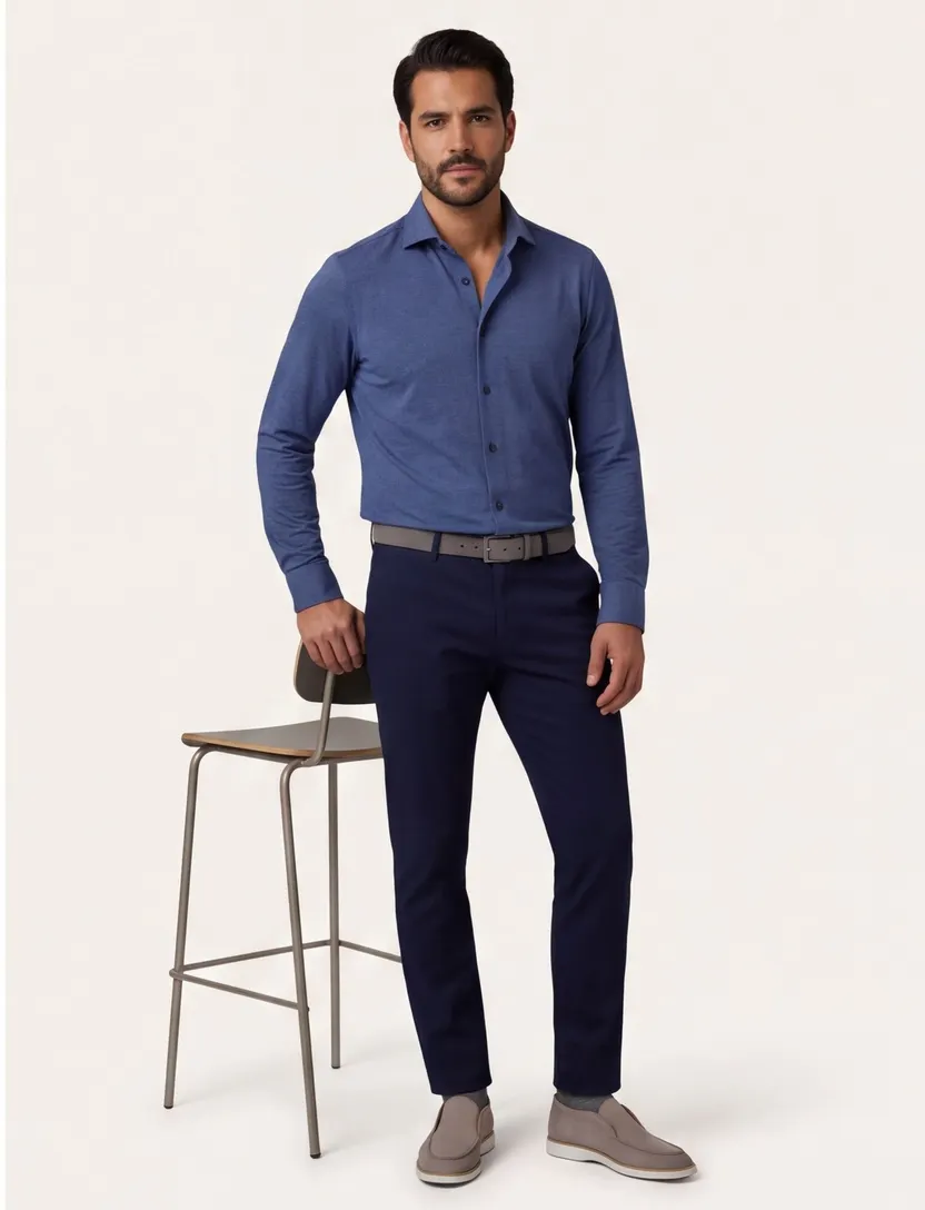 Overhemd Olymp donkerblauw gemeleerd Level 5