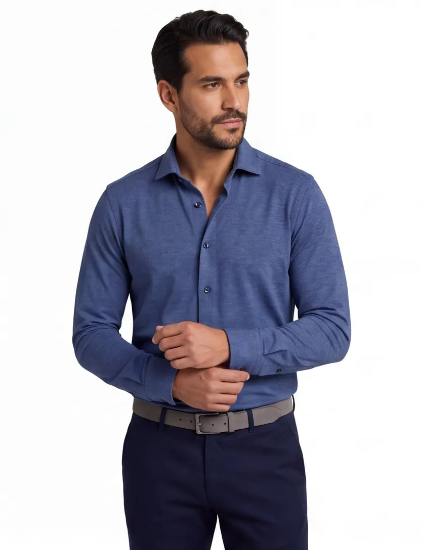 Overhemd Olymp donkerblauw gemeleerd Level 5
