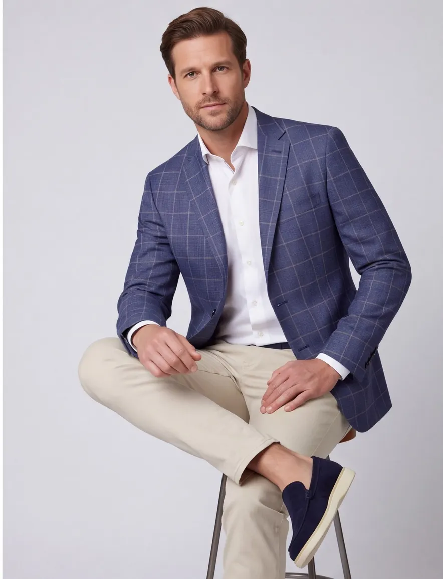 Eduard Dressler colbert Shaped Fit blauw