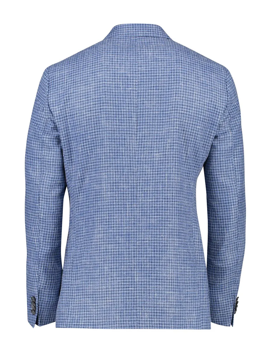 Dressler colbert blauw geruit katoen slim fit