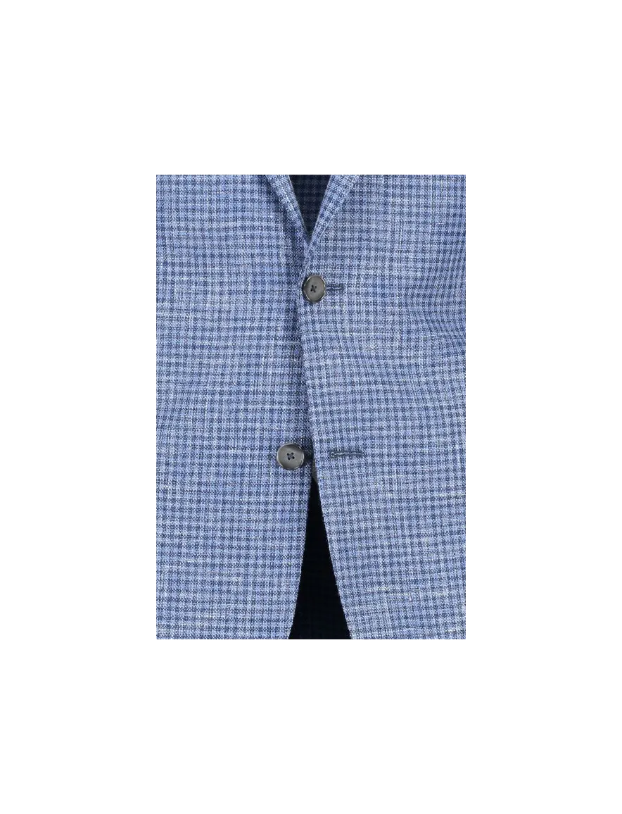 Dressler colbert blauw geruit katoen slim fit