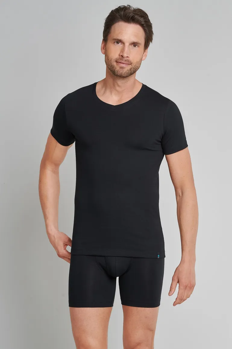 Schiesser Long Life Cotton t-shirt zwart