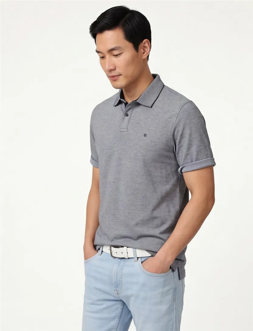 Poloshirt Casa Moda grijs gemeleerd