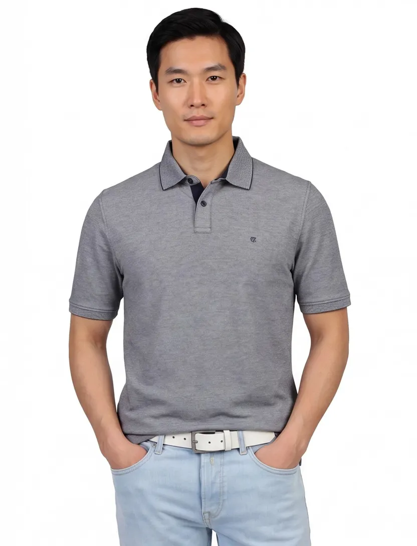 Poloshirt Casa Moda grijs gemeleerd