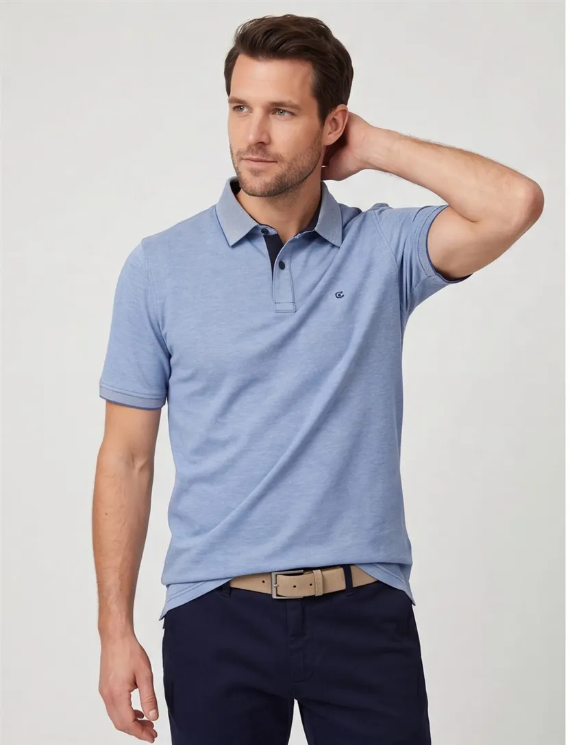 Casa Moda poloshirt blauw gemeleerd