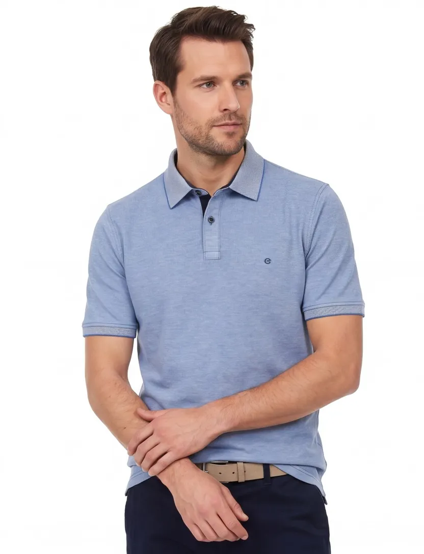 Casa Moda poloshirt blauw gemeleerd