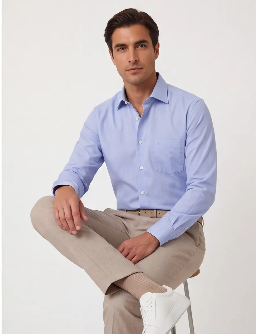Casa Moda overhemd mouwlengte 7 Comfort Fit lichtblauw