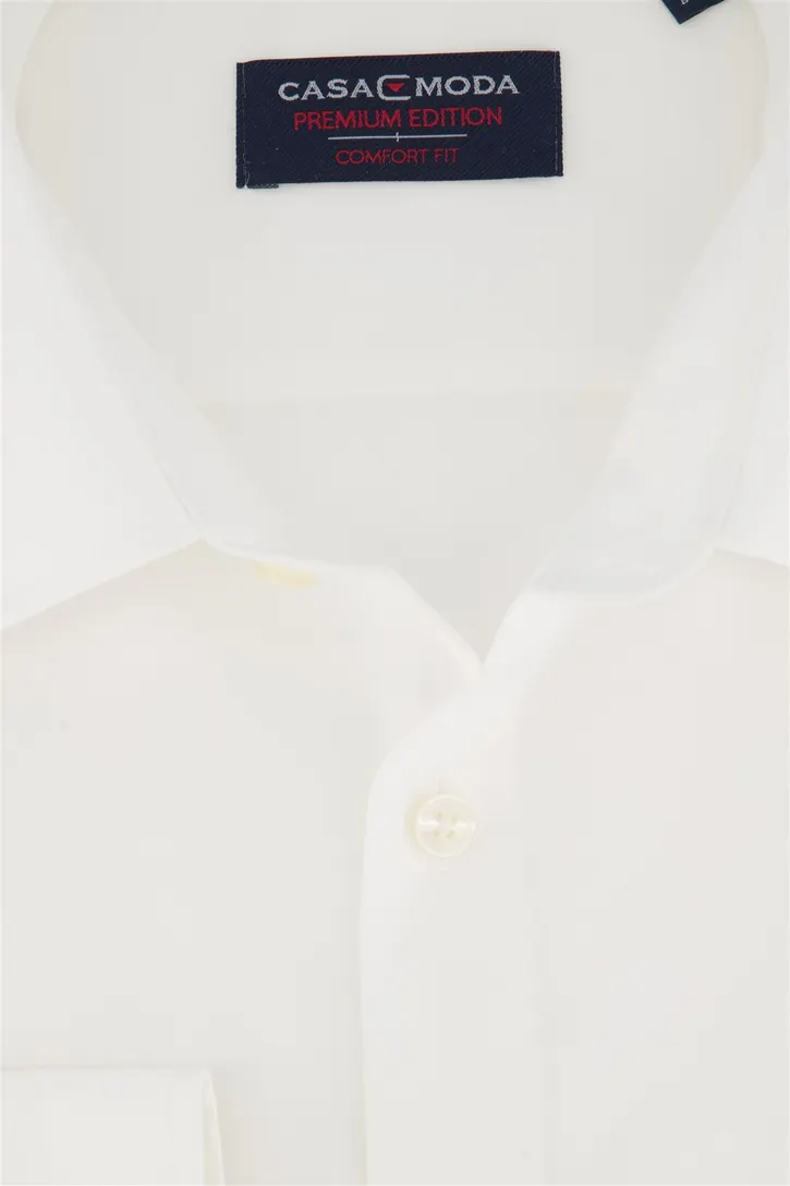 Casa Moda overhemd mouwlengte 7 off-white effen katoen wijde fit