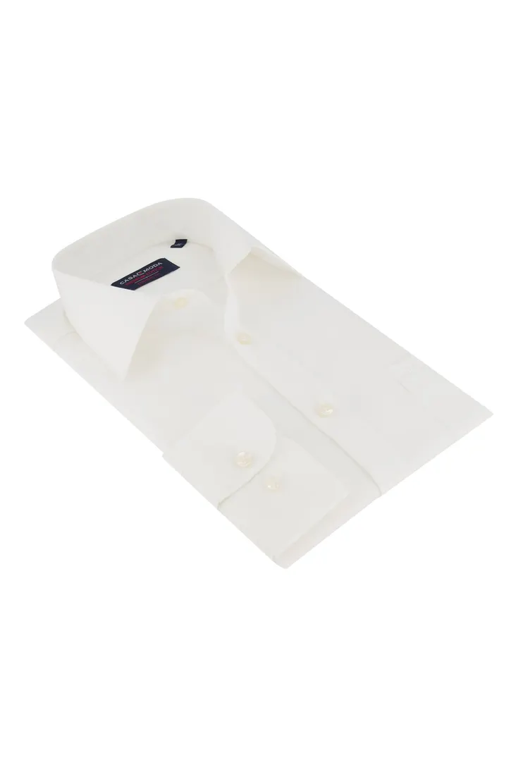 Casa Moda overhemd mouwlengte 7 off-white effen katoen wijde fit