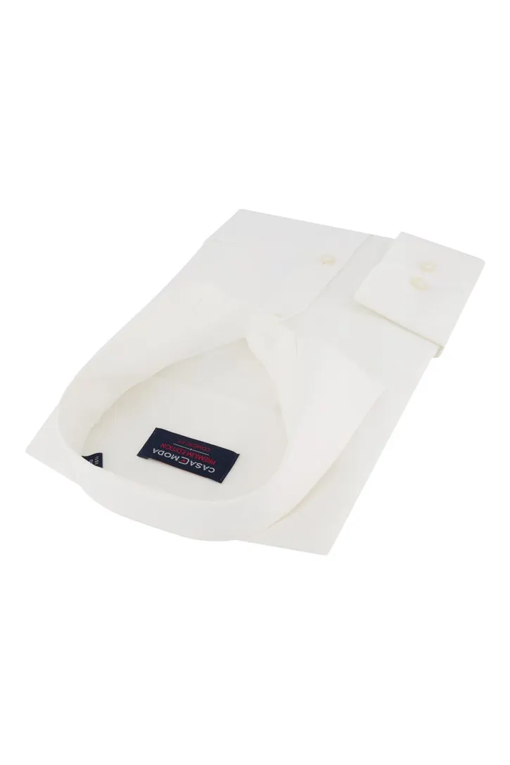 Casa Moda overhemd mouwlengte 7 off-white effen katoen wijde fit