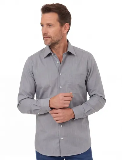 Casa Moda Grijs overhemd Casa Moda Comfort Fit mouwlengte 7