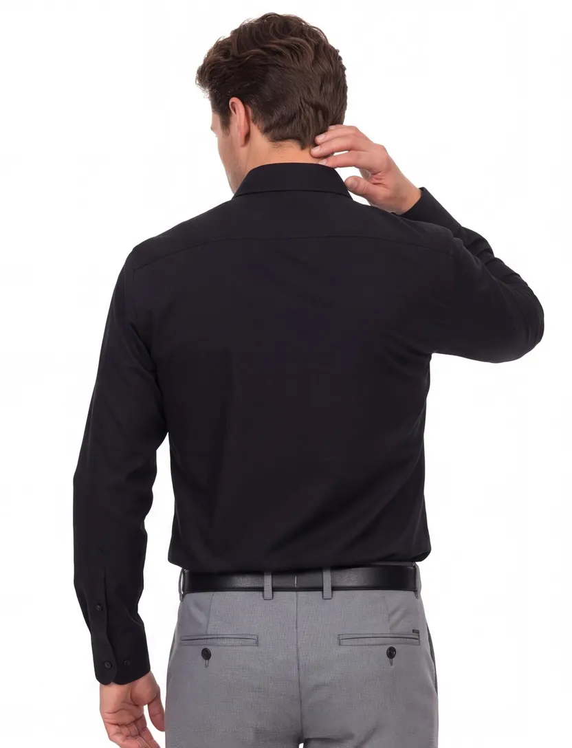 Overhemd Casa Moda mouwlengte 7 zwart Comfort Fit