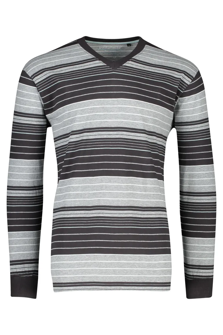 Pastunette pyjamashirt strepen grijs
