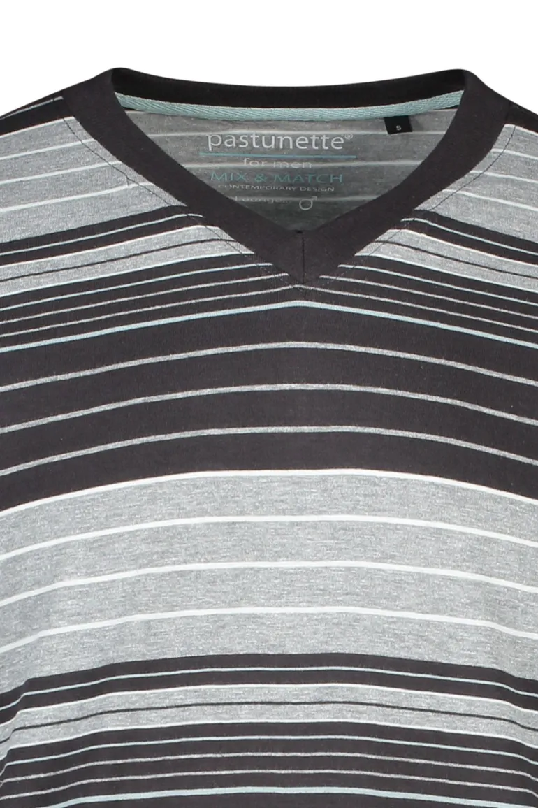 Pastunette pyjamashirt strepen grijs