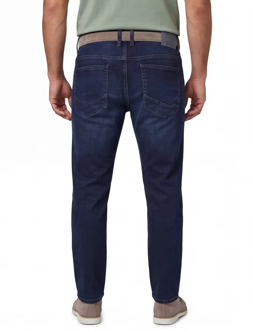 Jeans Camel Active donkerblauw effen denim Madison slim fit