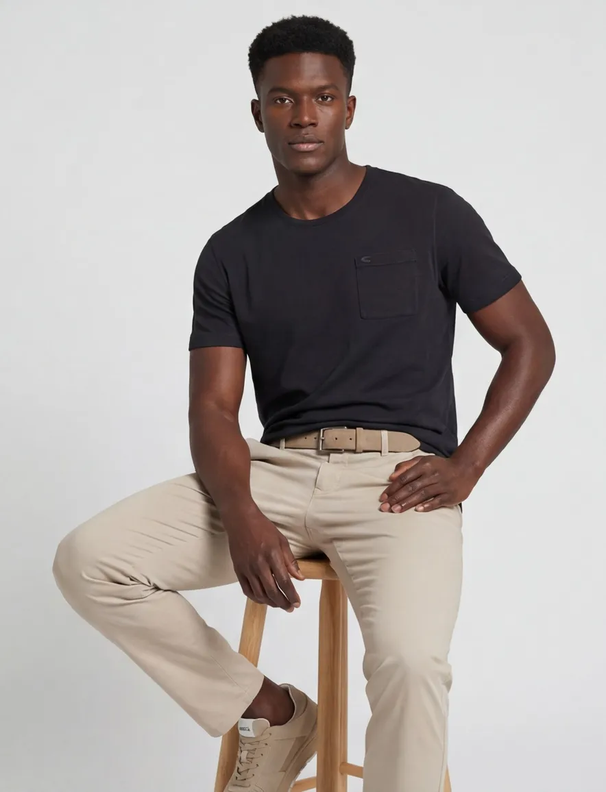 Donkergrijs t-shirt Camel Active met borstzak