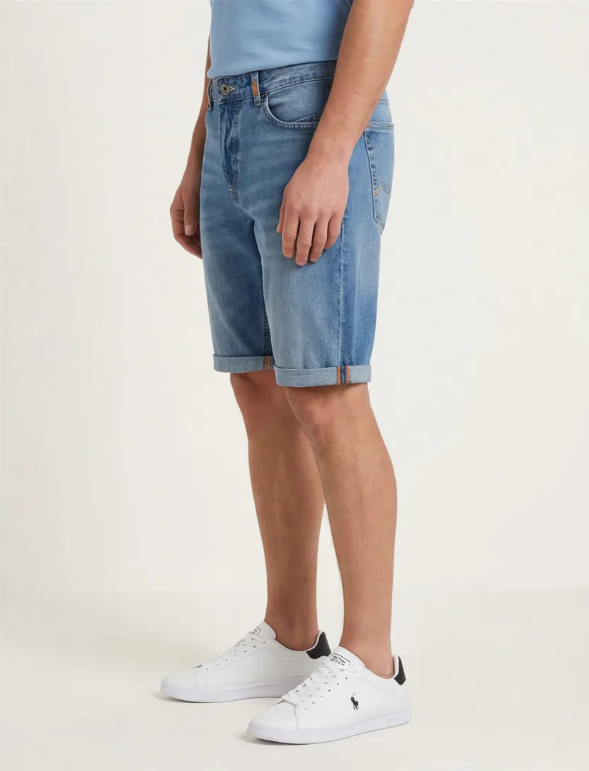 Camel Active korte broek blauw Slim Fit 5-pocket