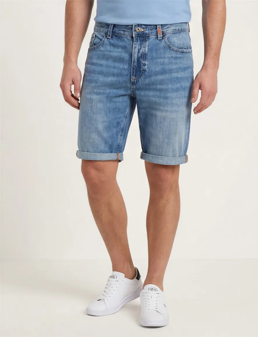 Short Camel Active blauw 5-pocket Slim Fit