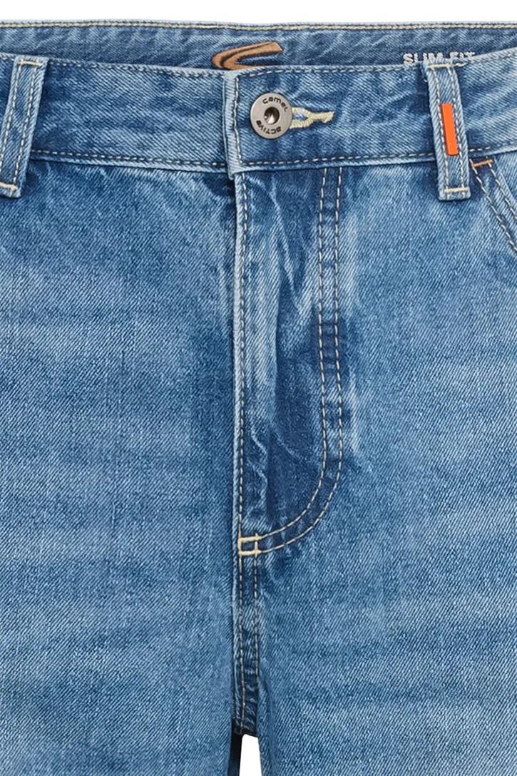 Camel Active korte broek blauw Slim Fit 5-pocket