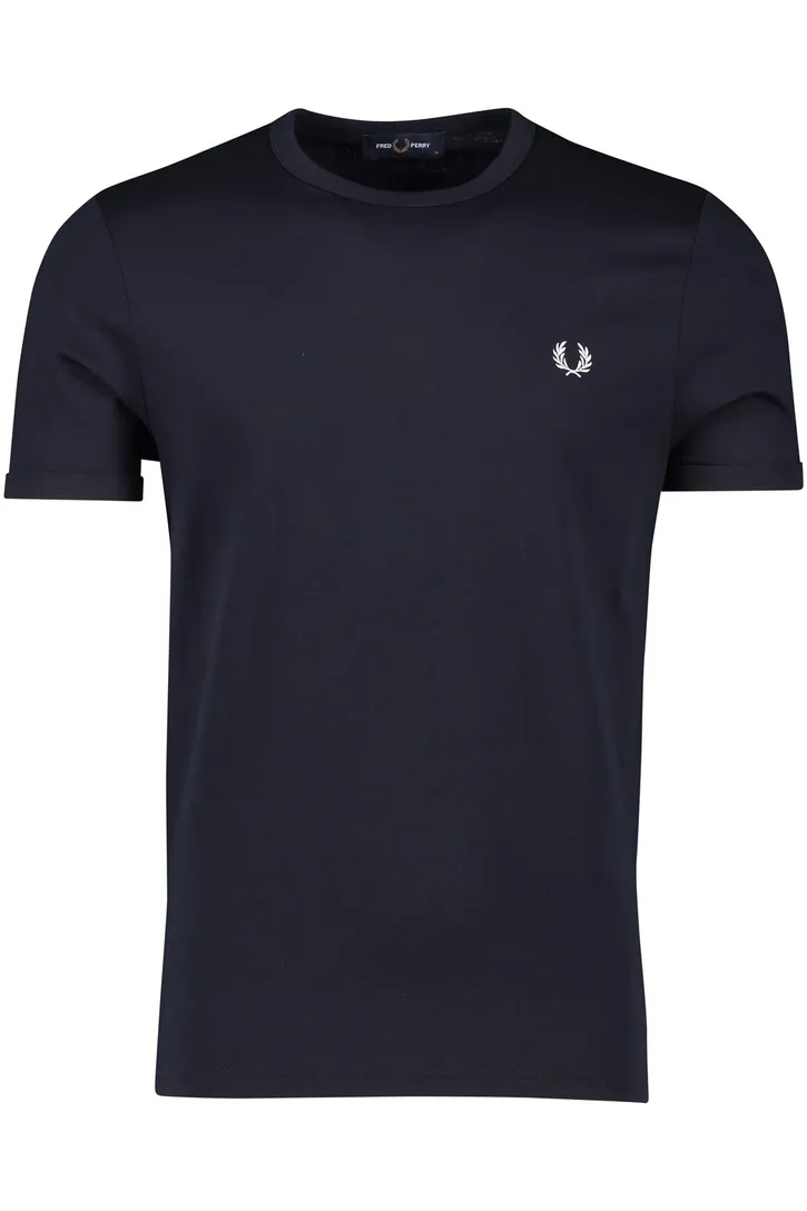 Fred Perry t-shirt effen donkerblauw katoen
