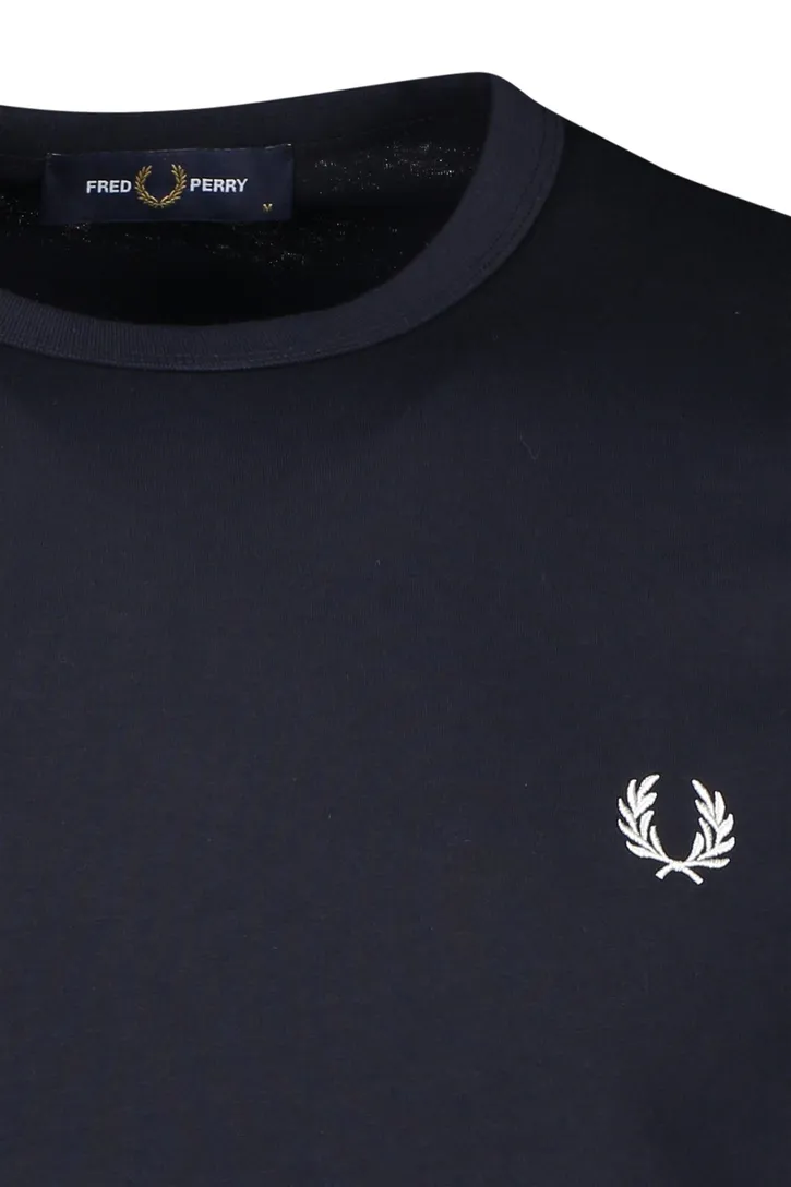 Fred Perry t-shirt effen donkerblauw katoen