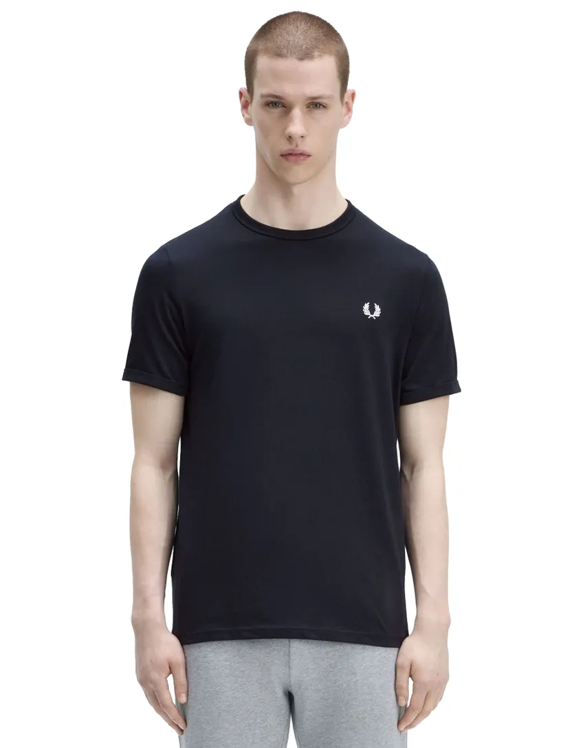 Fred Perry t-shirt effen donkerblauw katoen