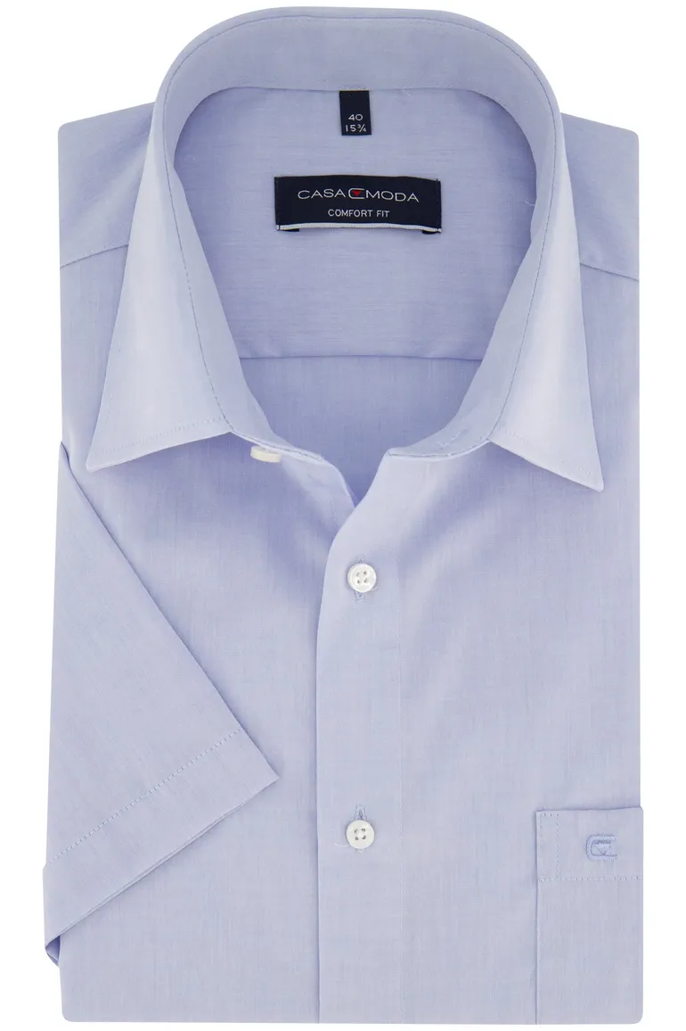 Casa Moda overhemd korte mouw blauw uni