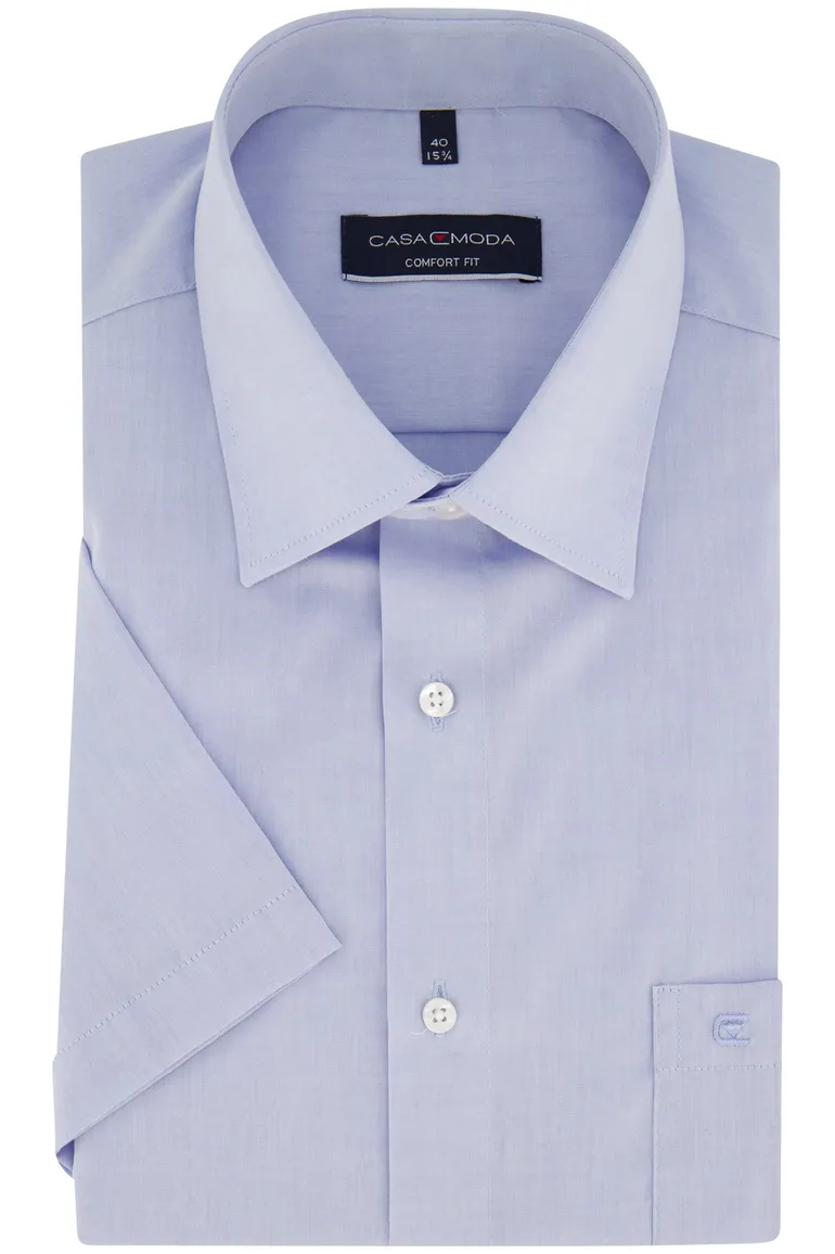 Casa Moda overhemd korte mouw blauw uni