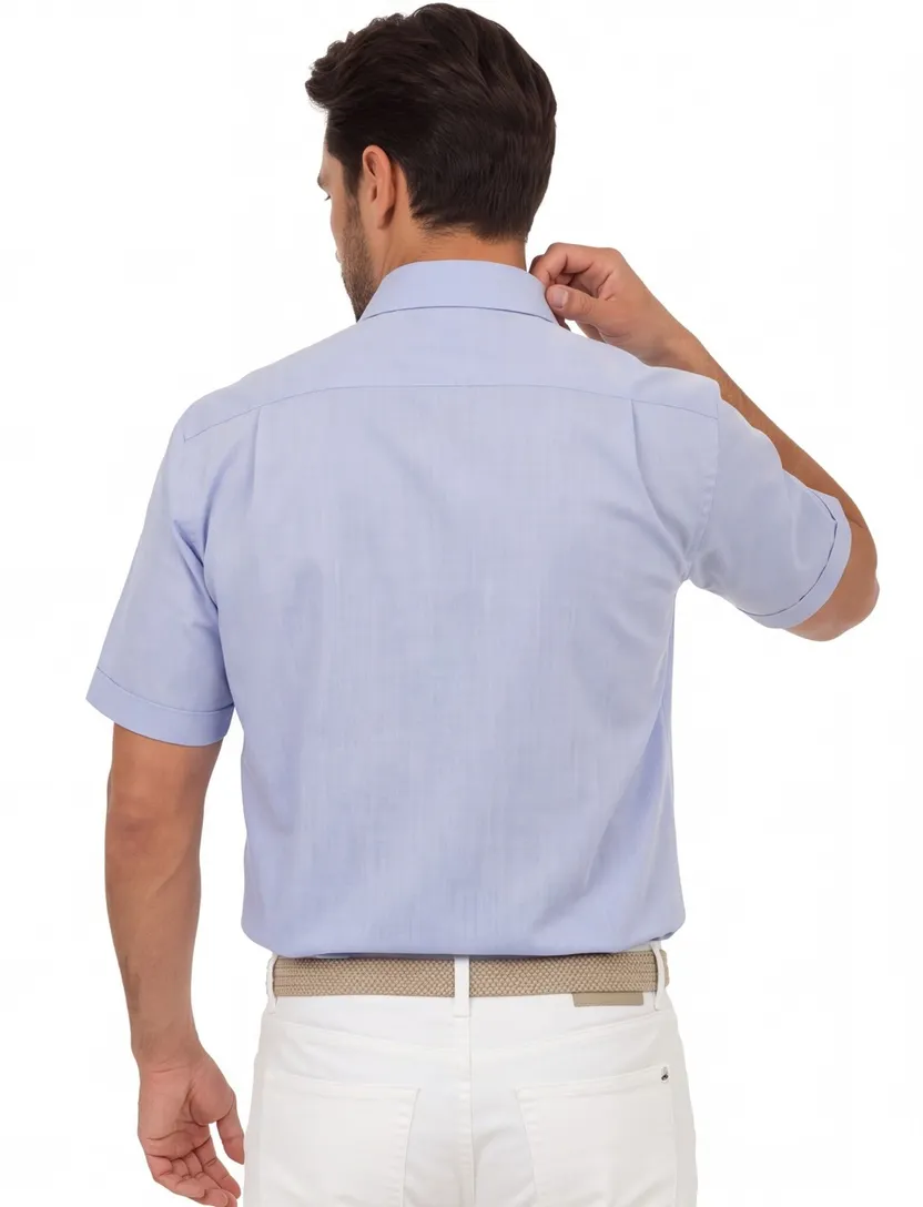 Casa Moda korte mouw overhemd wijde fit blauw
