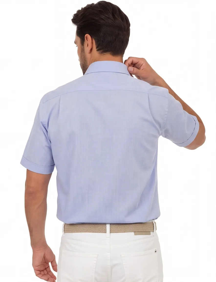 Casa Moda overhemd korte mouw blauw uni