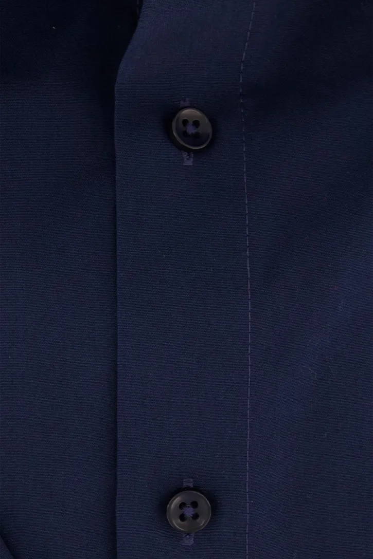 Navy effen Casa Moda overhemd korte mouw wijde fit