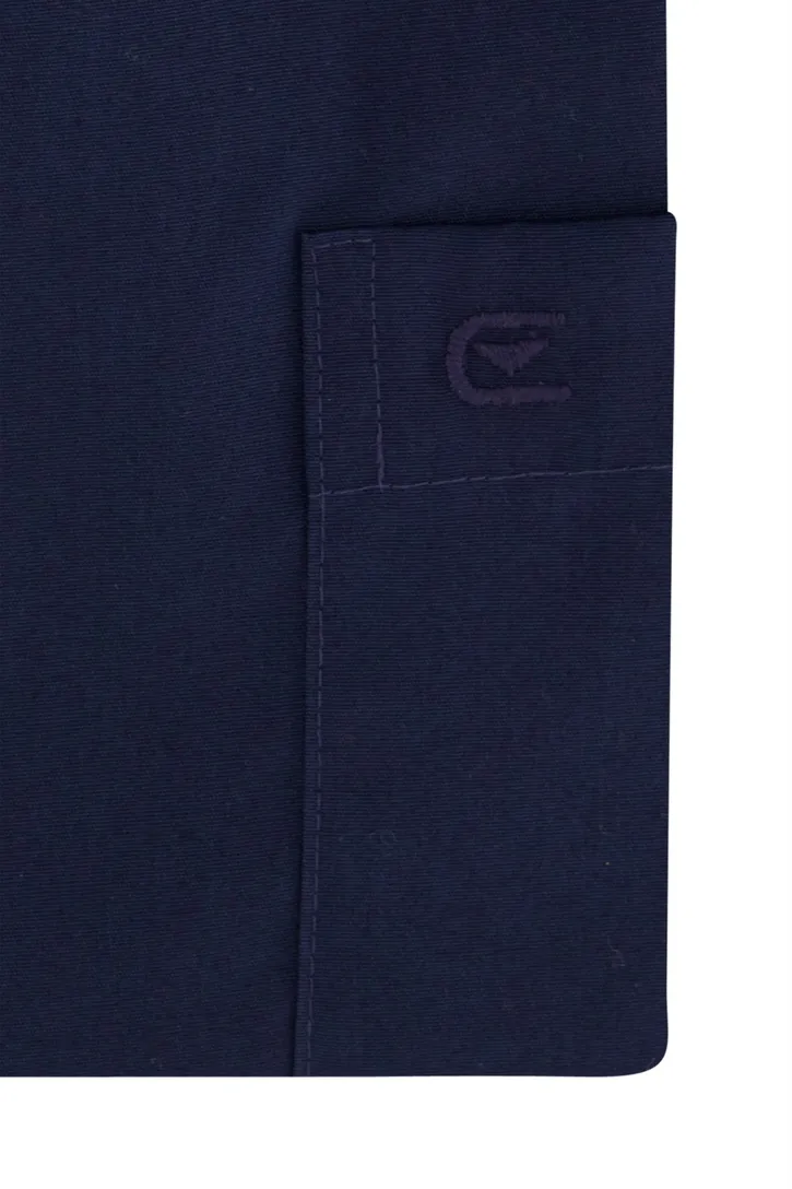 Navy effen Casa Moda overhemd korte mouw wijde fit