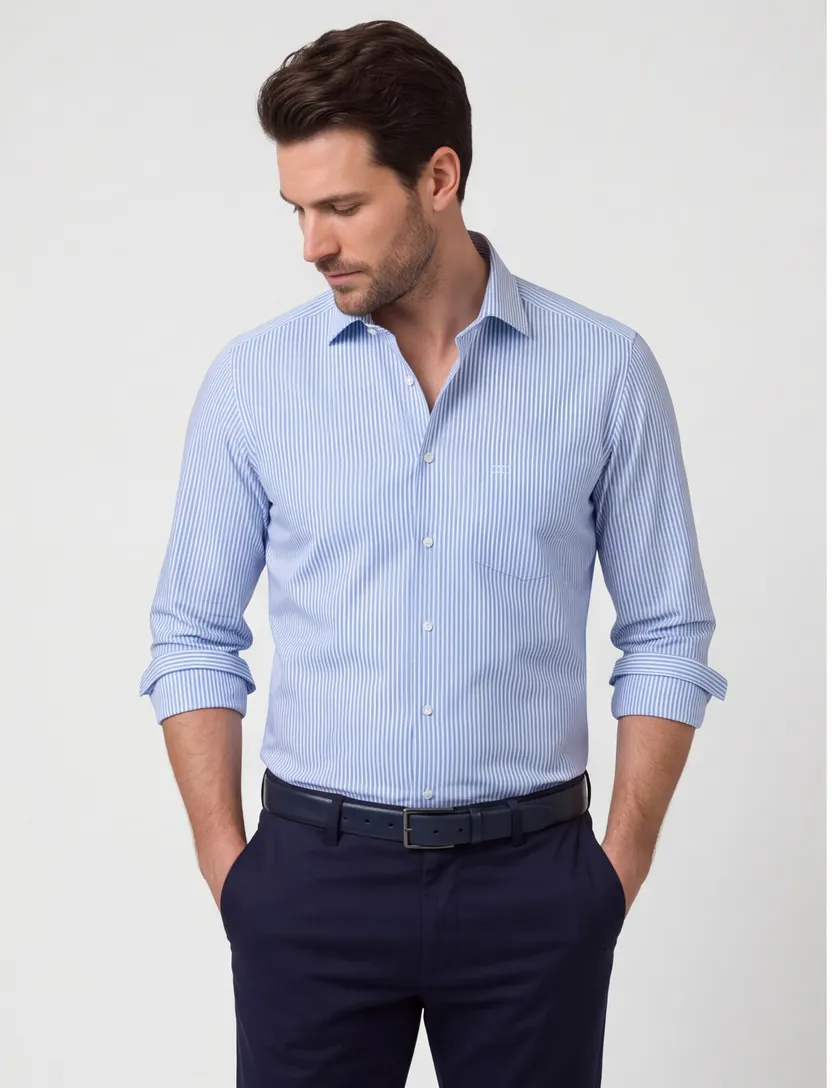 Overhemd Olymp Modern Fit blauw 100% katoen