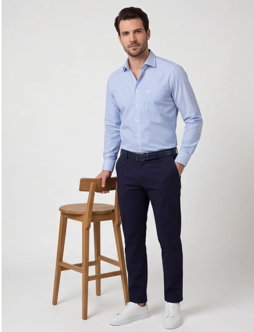 Overhemd Olymp Modern Fit blauw 100% katoen