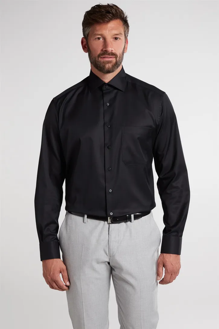 Eterna zwart overhemd Comfort Fit
