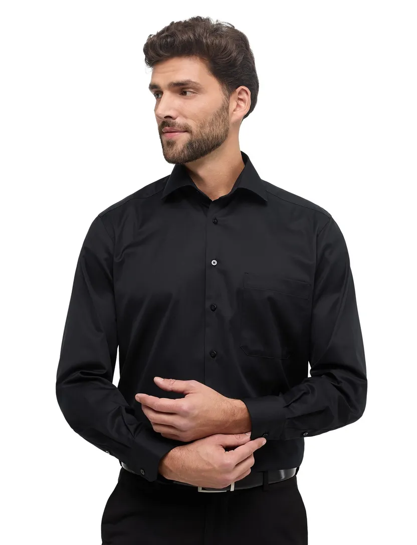 Eterna zwart overhemd Comfort Fit