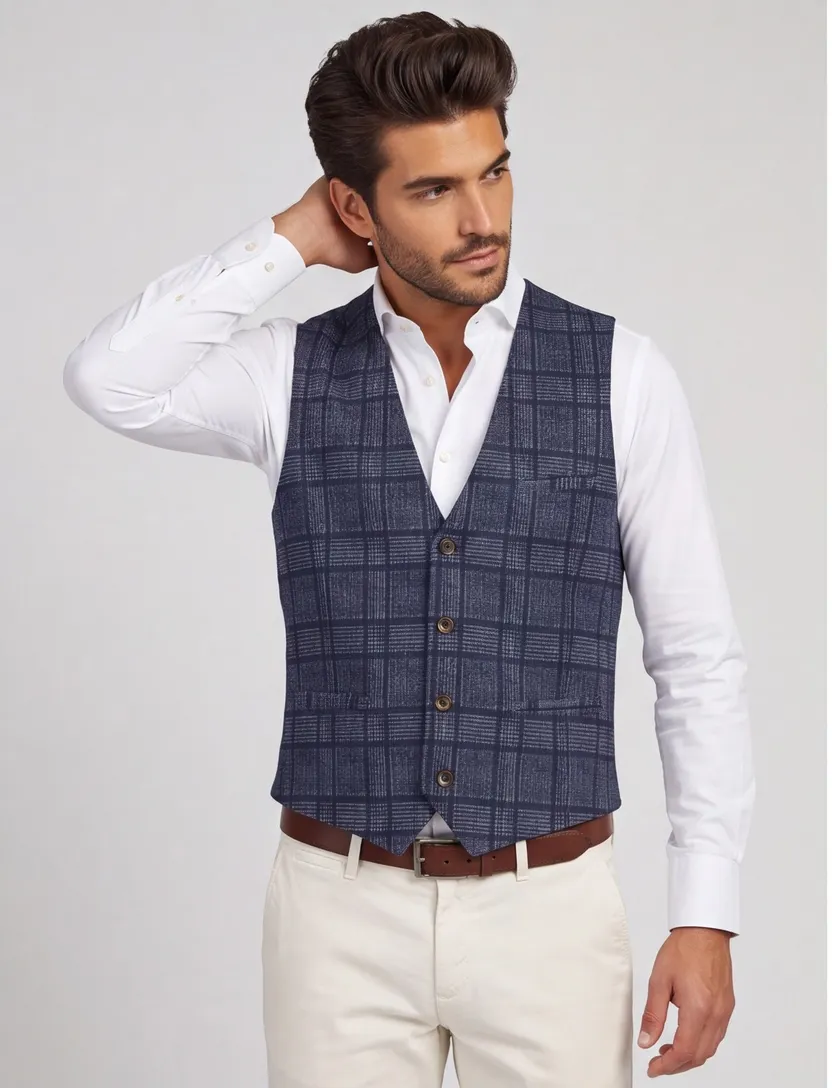 Gilet Blue Industry donkerblauw wol