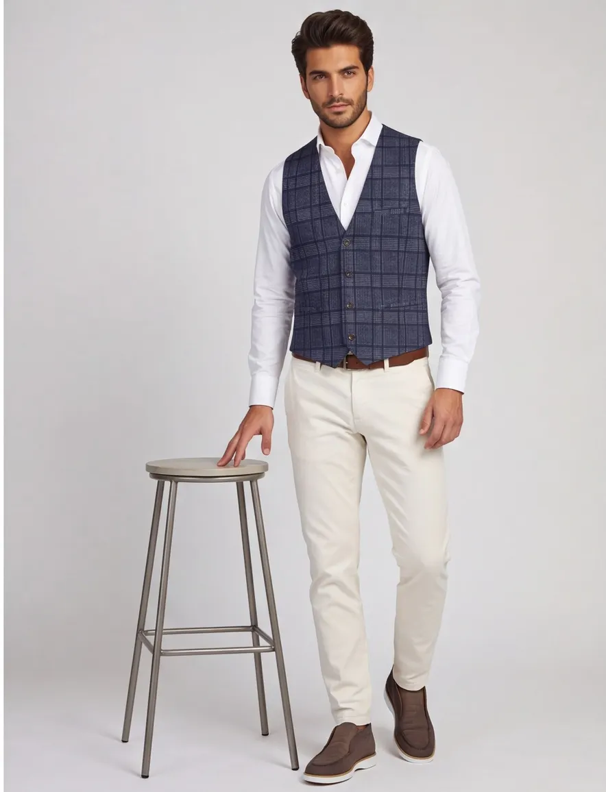 Blue Industry gilet donkerblauw wol