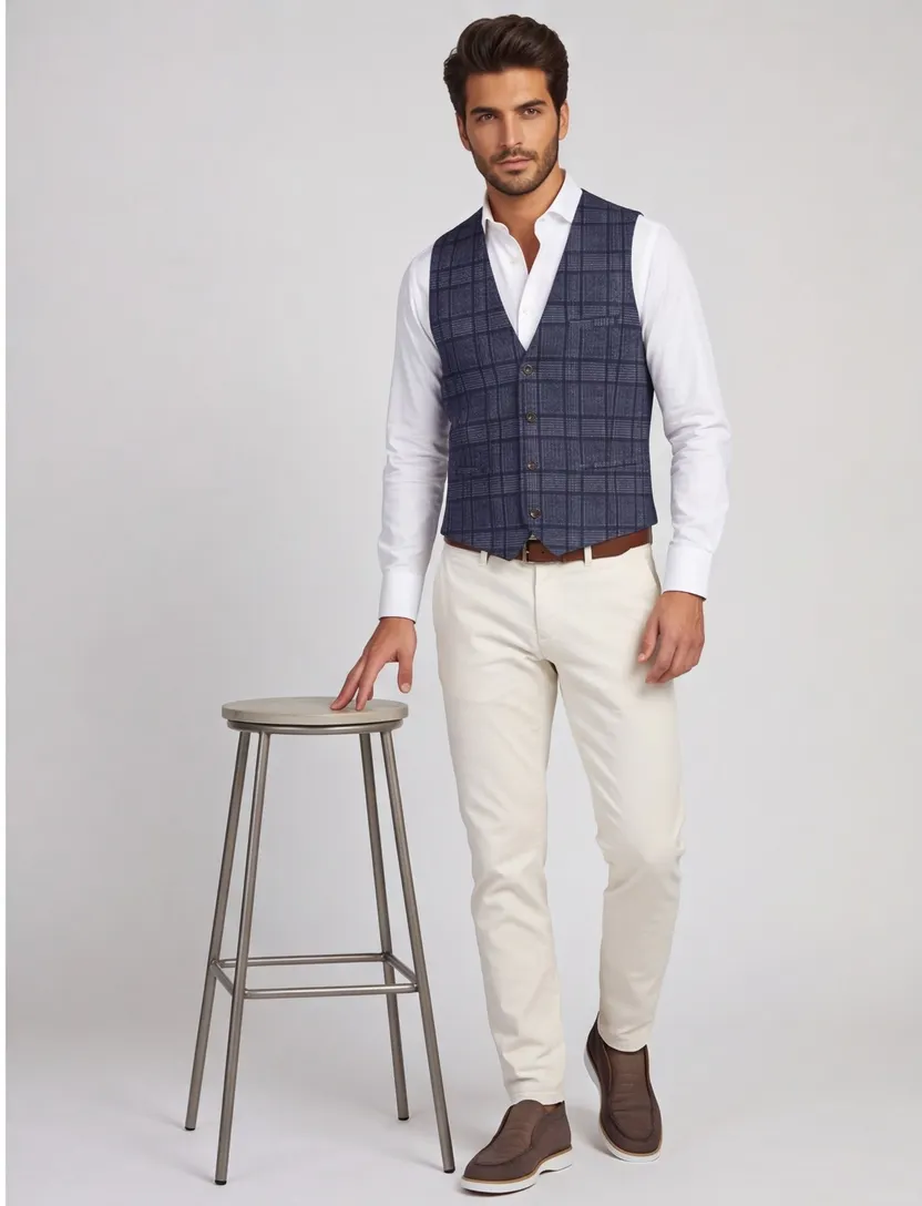 Gilet Blue Industry donkerblauw wol