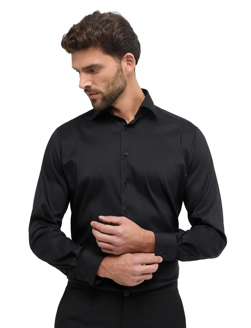Zwart overhemd Eterna Modern Fit