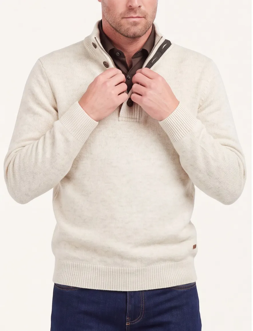 Barbour trui wol opstaande kraag beige