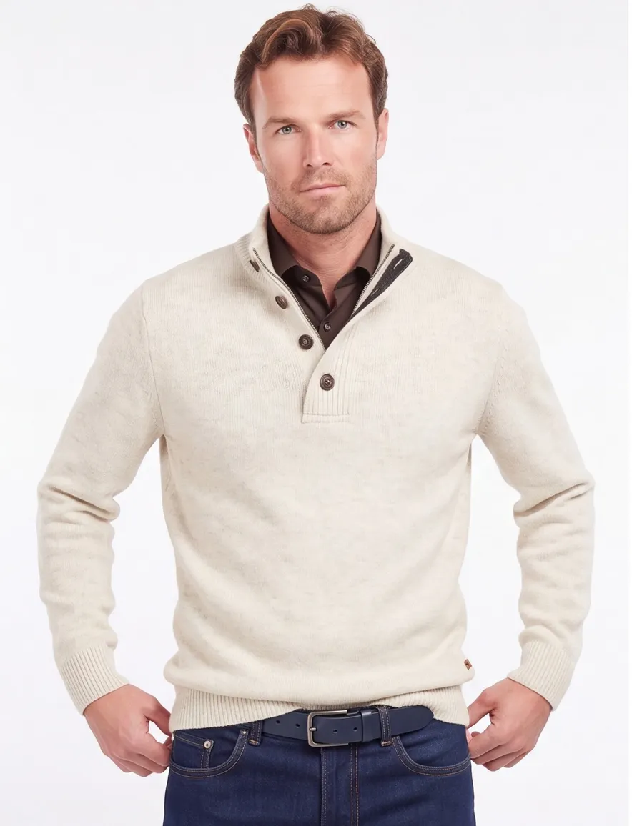Barbour trui wol opstaande kraag beige