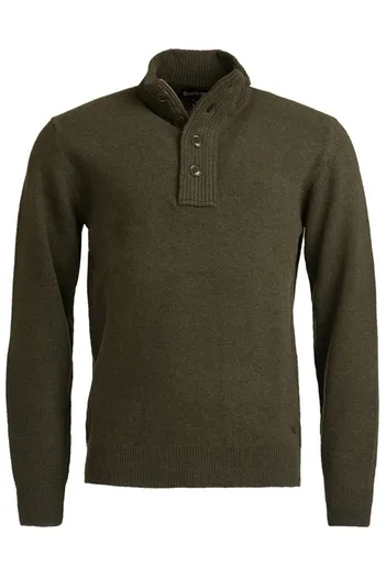 Barbour Barbour half zip wol groen elleboog patches